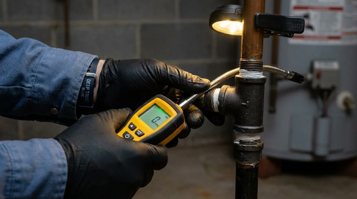 Gas leak detection with electronic sniffer by Johns Plumbing LLC in Odem