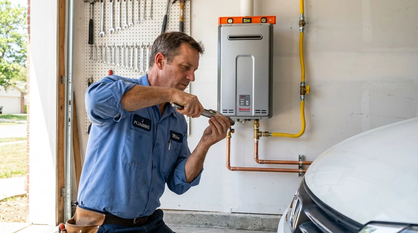 Tankless water heater installation by a Johns Plumbing LLC plumber in Odem